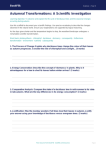 Free Autumn Science Writing Frame | Year 5 Greater Depth | BookFlik
