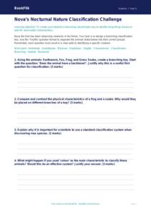 Free Classification Keys Activity Sheet | Year 5 Greater Depth | BookFlik
