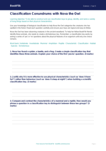 Free Classification Keys Worksheet | Year 5 Greater Depth | BookFlik