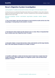 Free Digestion Template | Year 5 Greater Depth | BookFlik