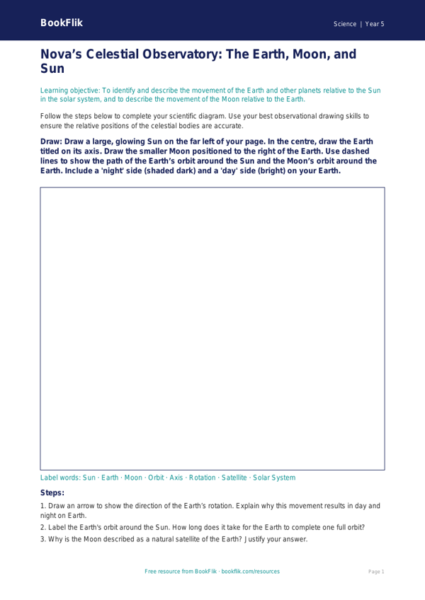 Free Earth And Space Drawing Sheet | Year 5 Greater Depth | BookFlik worksheet preview — Science Earth And Space