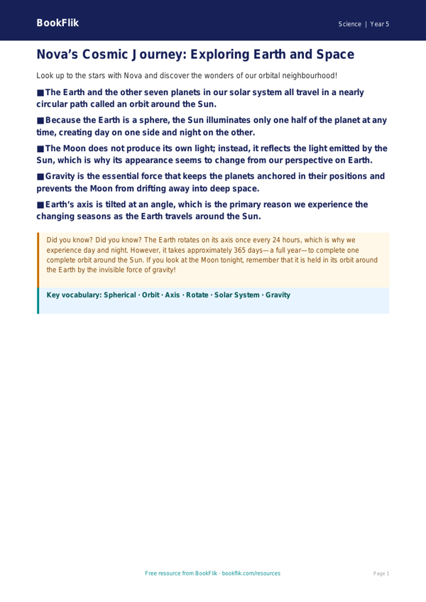 Free Earth And Space Poster | Year 5 Greater Depth | BookFlik worksheet preview — Science Earth And Space