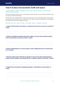 Free Earth And Space Assessment | Year 6 Core | BookFlik