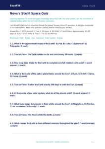 Free Earth And Space Quiz | Year 6 Core | BookFlik