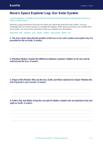 Free Earth And Space Template | Year 6 Core | BookFlik