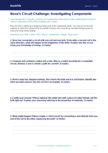 Free Electricity Activity Sheet | Year 5 Greater Depth | BookFlik