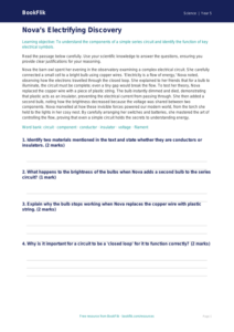 Free Electricity Comprehension | Year 5 Greater Depth | BookFlik