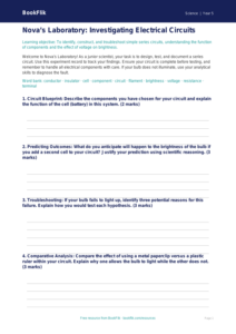 Free Electricity Template | Year 5 Greater Depth | BookFlik