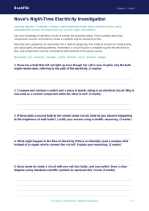 Free Electricity Worksheet | Year 5 Greater Depth | BookFlik