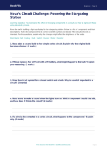 Free Electricity Activity Sheet | Year 6 Core | BookFlik