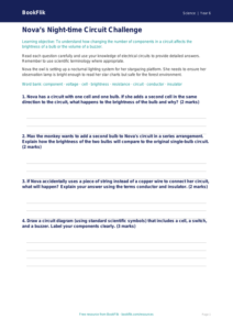 Free Electricity Worksheet | Year 6 Core | BookFlik