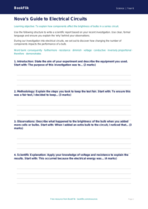Free Electricity Writing Frame | Year 6 Core | BookFlik