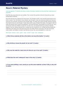 Free Everyday Materials Comprehension | Year 1 Core | BookFlik