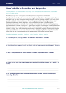 Free Evolution Comprehension | Year 6 Core | BookFlik
