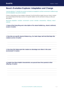 Free Evolution Template | Year 6 Core | BookFlik