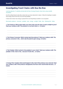 Free Food Chains Writing Frame | Year 3 Science | BookFlik