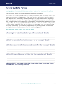 Free Forces Comprehension | Year 3 Core | BookFlik