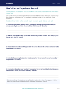 Free Forces Worksheet | Year 3 Science Template | BookFlik