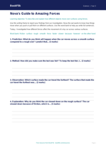 Free Forces Writing Frame | Year 3 Science Worksheet | BookFlik