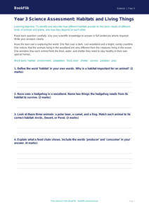 Free Habitats Assessment | Year 3 Core | BookFlik