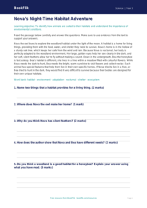 Free Habitats Comprehension | Year 3 Core | BookFlik