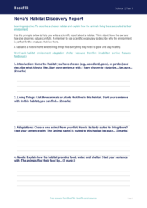 Free Habitats Writing Frame | Year 3 Core | BookFlik