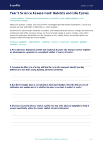Free Habitats Assessment | Year 5 Greater Depth | BookFlik