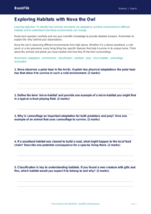 Free Habitats Worksheet | Year 6 Core | BookFlik