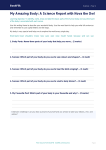 Free Human Body Writing Frame | Year 1 Core | BookFlik
