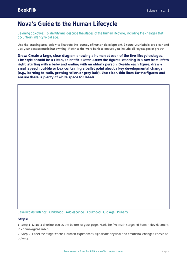 Free Human Body Drawing Sheet | Year 5 Greater Depth | BookFlik worksheet preview — Science Human Body