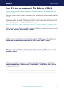 Free Light Assessment | Year 5 Greater Depth | BookFlik