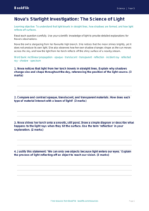 Free Light Worksheet | Year 5 Greater Depth | BookFlik