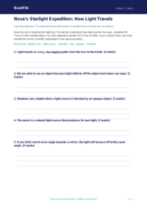 Free Light Activity Sheet | Year 6 Core | BookFlik