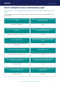Free Light Flashcards | Year 6 Core | BookFlik