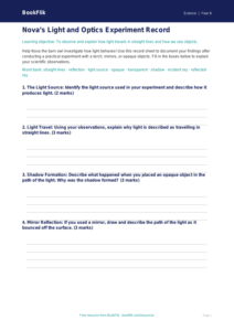 Free Light Worksheet Template | Year 6 Science | BookFlik