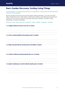 Free Living Things Activity Sheet | Year 3 Core | BookFlik