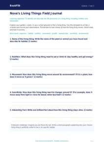 Free Living Things Template | Year 3 Core | BookFlik