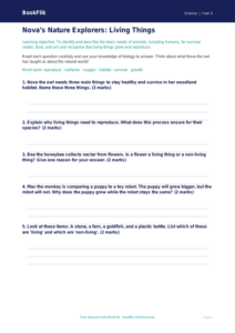 Free Living Things Worksheet | Year 3 Core | BookFlik
