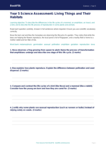 Free Living Things Assessment | Year 5 Greater Depth | BookFlik