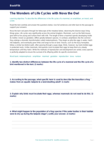 Free Living Things Comprehension | Year 5 Greater Depth | BookFlik
