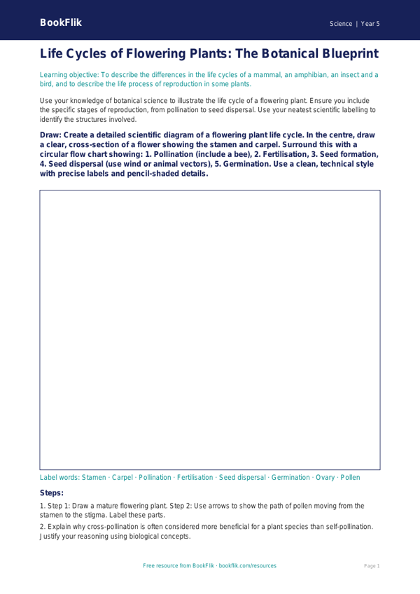 Free Living Things Drawing Sheet | Year 5 Greater Depth | BookFlik worksheet preview — Science Living Things