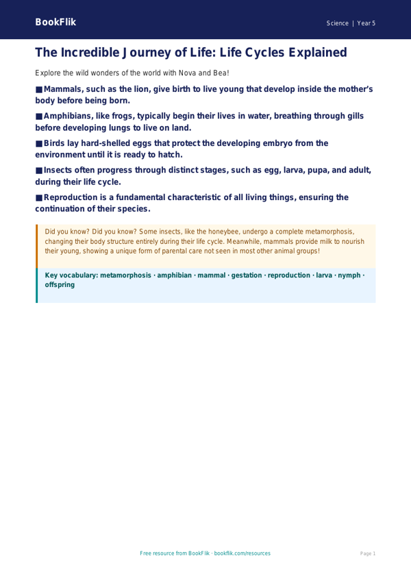 Free Living Things Poster | Year 5 Greater Depth | BookFlik worksheet preview — Science Living Things