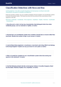Free Living Things Worksheet | Year 6 Core | BookFlik