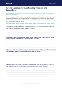 Free Mixtures Worksheet | Year 5 Science Greater Depth | BookFlik