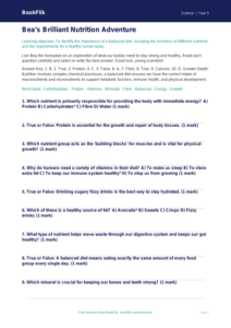 Free Nutrition Quiz | Year 5 Greater Depth | BookFlik
