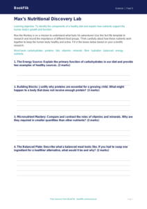Free Nutrition Template | Year 5 Greater Depth | BookFlik