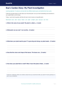 Free Plants Writing Frame | Year 1 Core | BookFlik