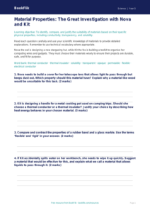 Free Properties Of Materials Worksheet | Year 5 Greater Depth | BookFlik