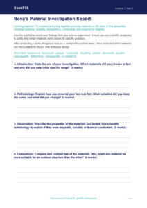 Free Properties Of Materials Writing Frame | Year 5 Greater Depth | BookFlik