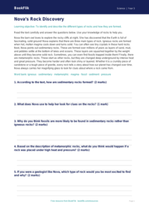 Free Rocks Comprehension Worksheet | Year 3 Science | BookFlik